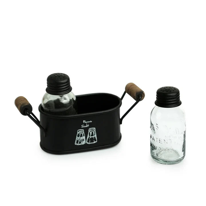 Salt and Pepper Shaker Holder Set With Iron Holder Set of 2, 60 ml By MA-PSB2