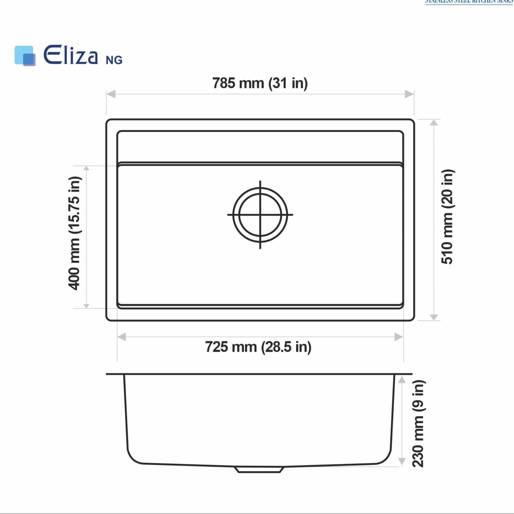 Nirali Eliza Quartz Single Bowl Kitchen Sink in Quartz