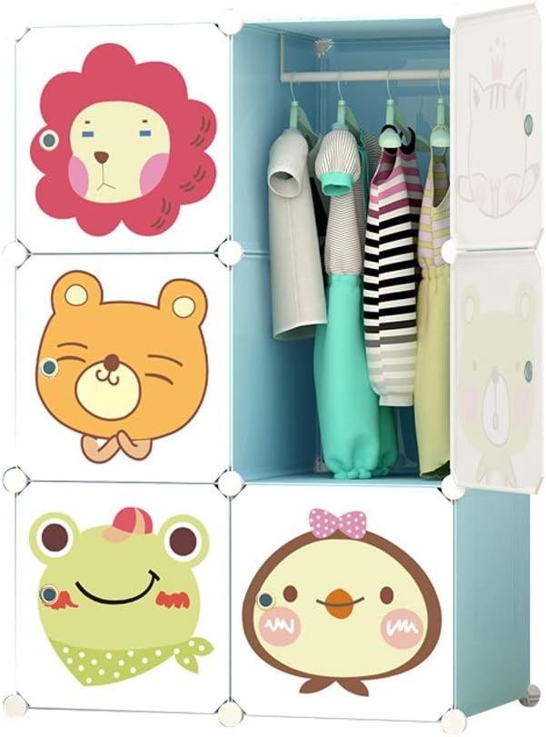 Sturdy 6 Cubes Animal Design Portable Wardrobe For Kids-1 PC-Random Color-BY APT