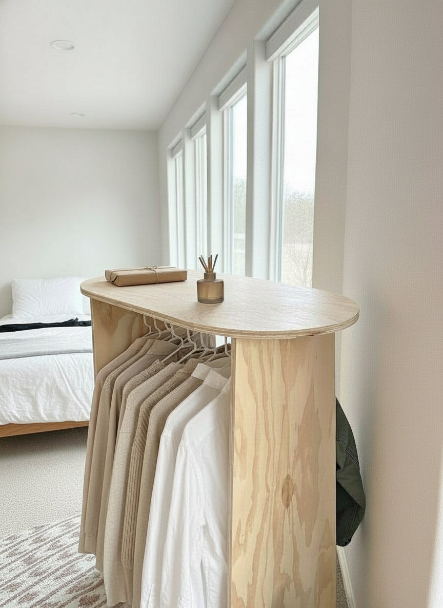 Wooden Console Cum Clothing Rack By Miza