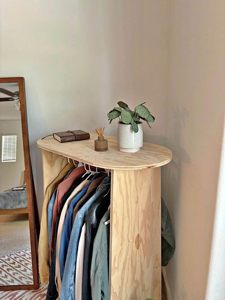 Wooden Console Cum Clothing Rack By Miza