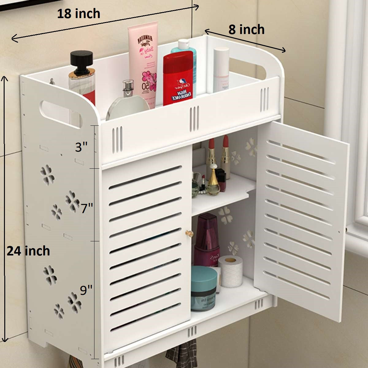 Wall Mounted PVC Bathroom [38] Storage Cabinet With By Miza