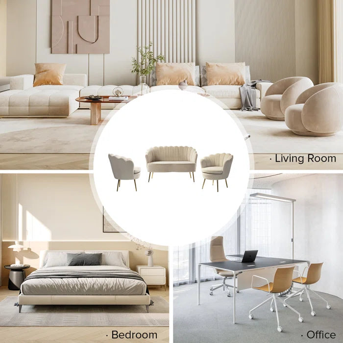 Elegant Flower Touch With Golden Leg Sofa/Living Room Bedroom