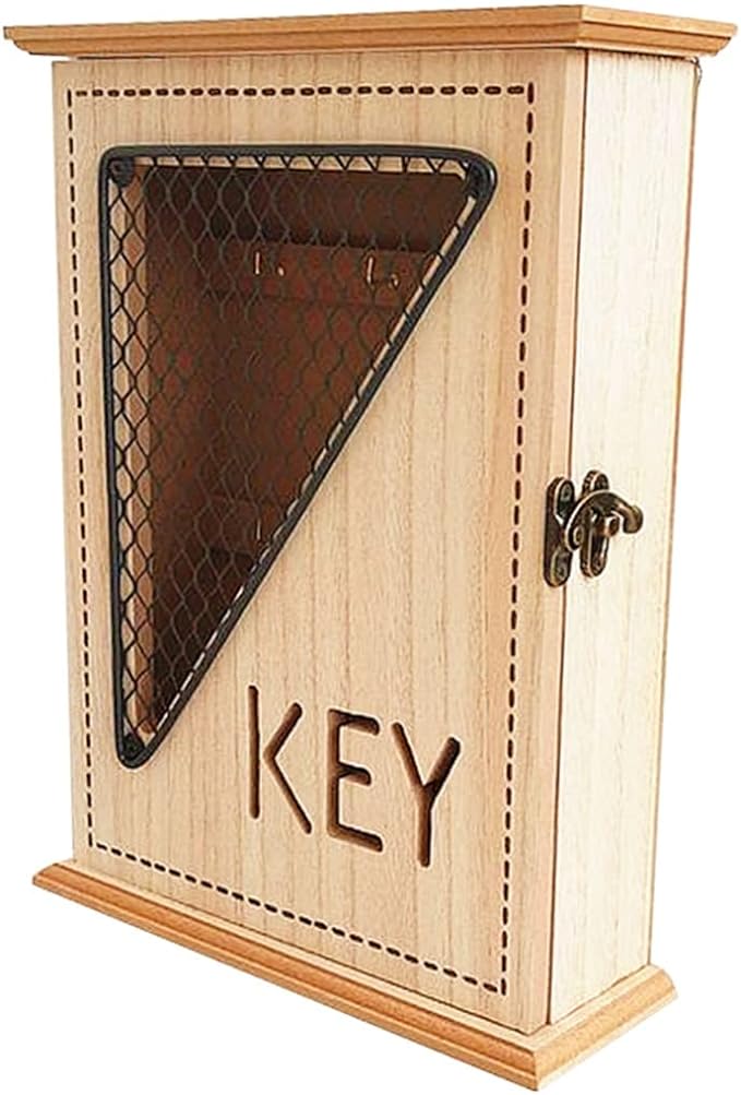 Wooden Key Box Almirah 6 Hooks Key Holder Wall Hanging Key Rack-1 PC-BY APT