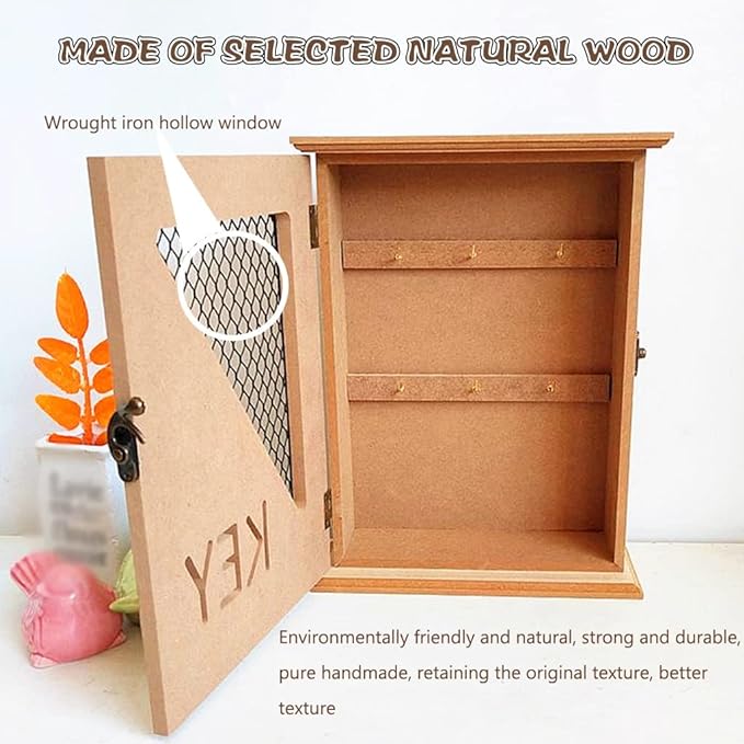 Wooden Key Box Almirah 6 Hooks Key Holder Wall Hanging Key Rack-1 PC-BY APT