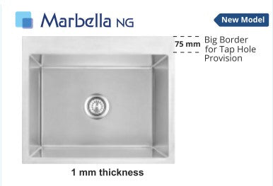 Nirali Marbella NG Stainless Steel Kitchen Sink (24 x 20 Inch)