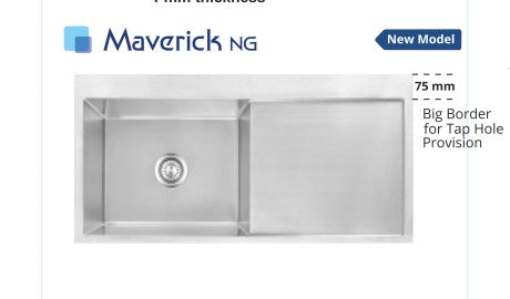 Nirali Maverick NG Stainless Steel Kitchen Sink (Magnus Elite Range)