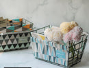 Geometric Canvas Metal Storage Basket for Home, Kitchen, Pantry-Random-Pack Of 2-BY APT