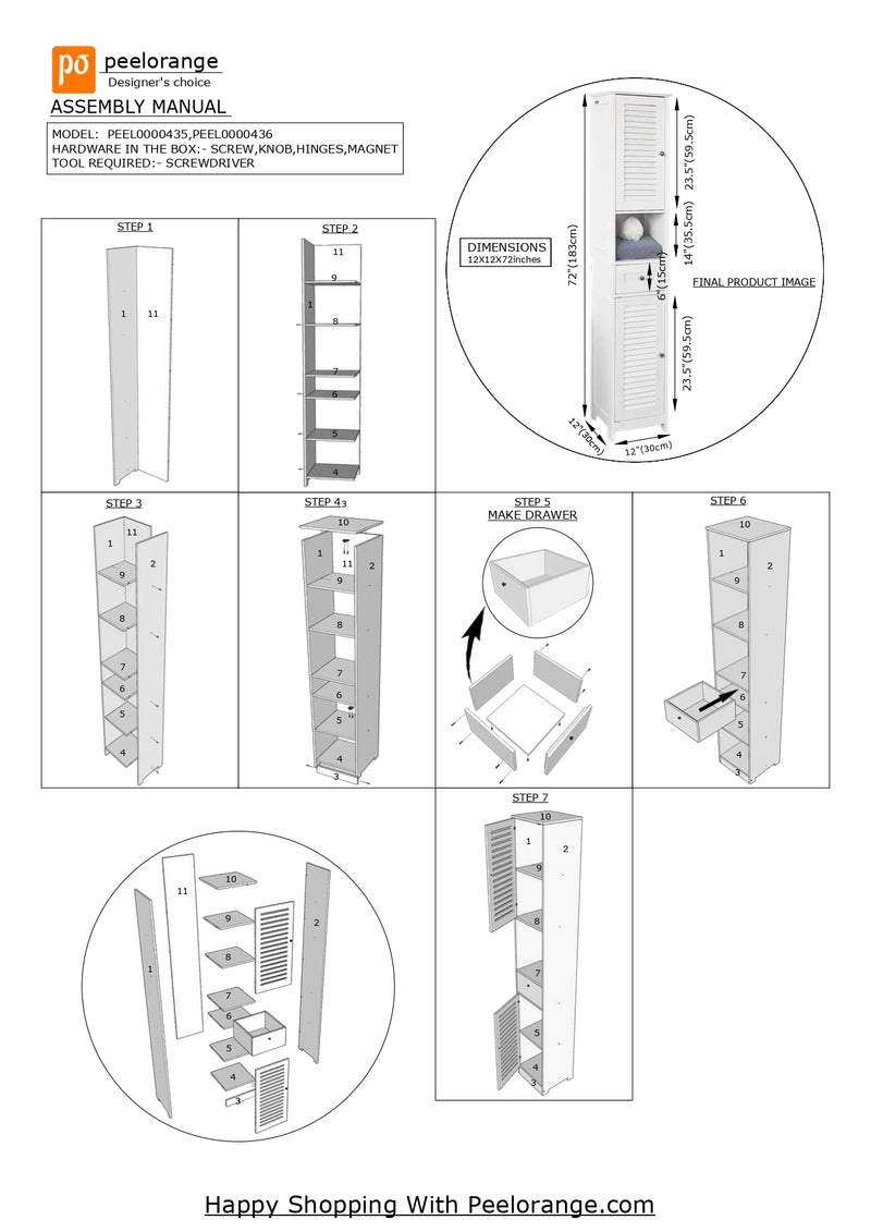 Tall Storage 6 Feet Vanity PVC Bathroom Cabinet For Bathroom & Toilet Essential By Miza