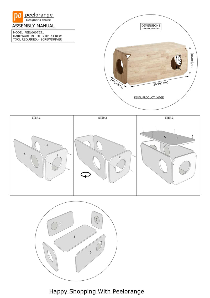 Modular Wooden Bench Cat/Dog House With Open Corners By Miza