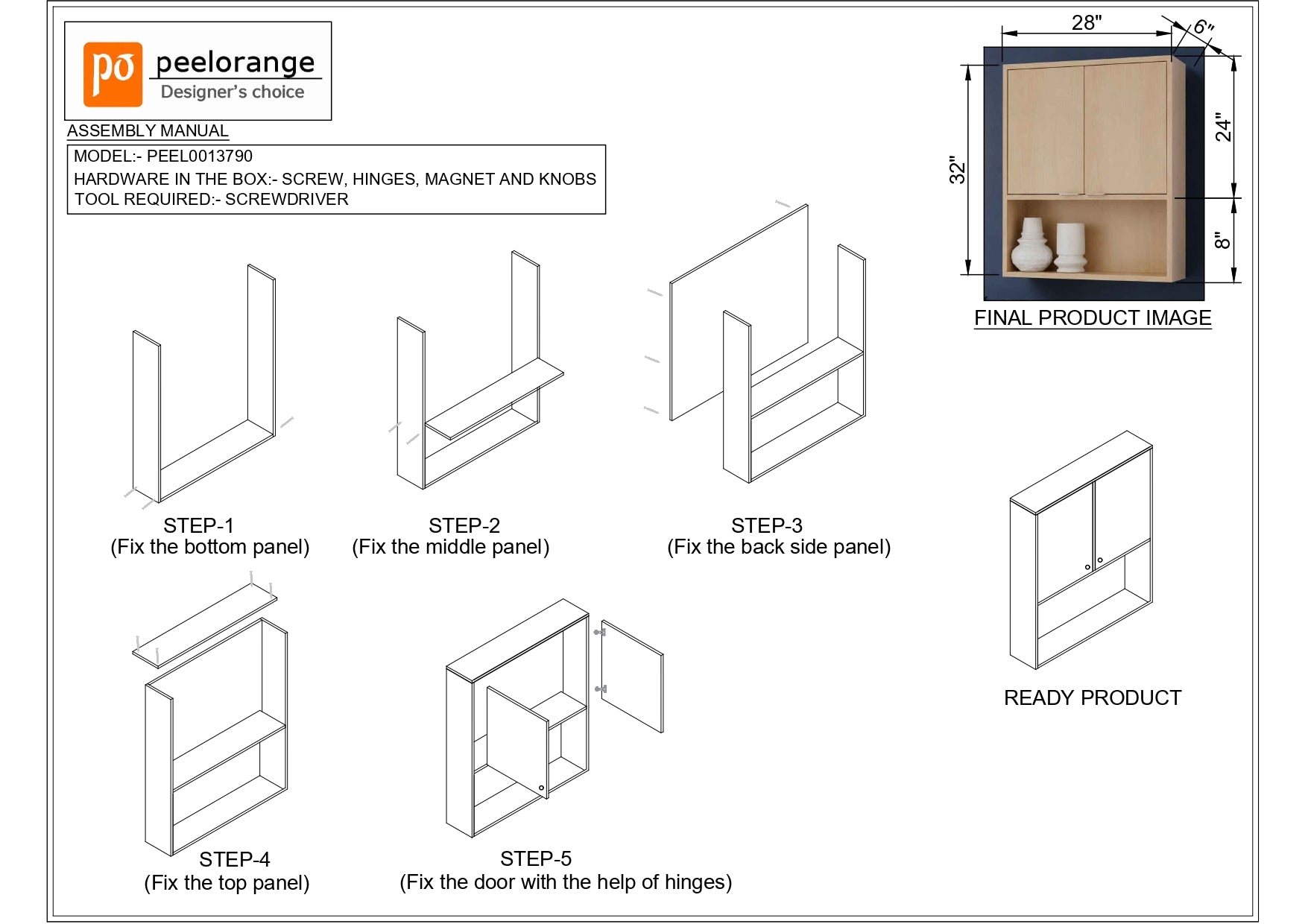 HDHMR Water Resistant Vanity And Multipurpose Wall Mounted Storage Cabinet By Miza