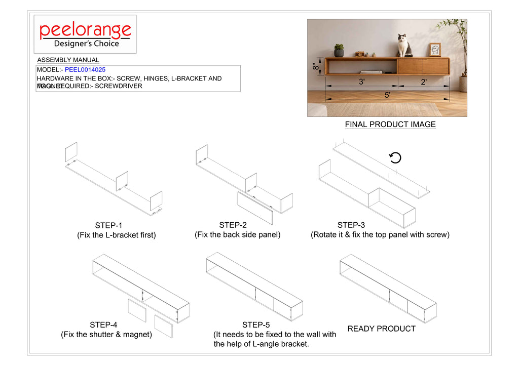Wall Mounted Media Console Floating TV Unit By Miza
