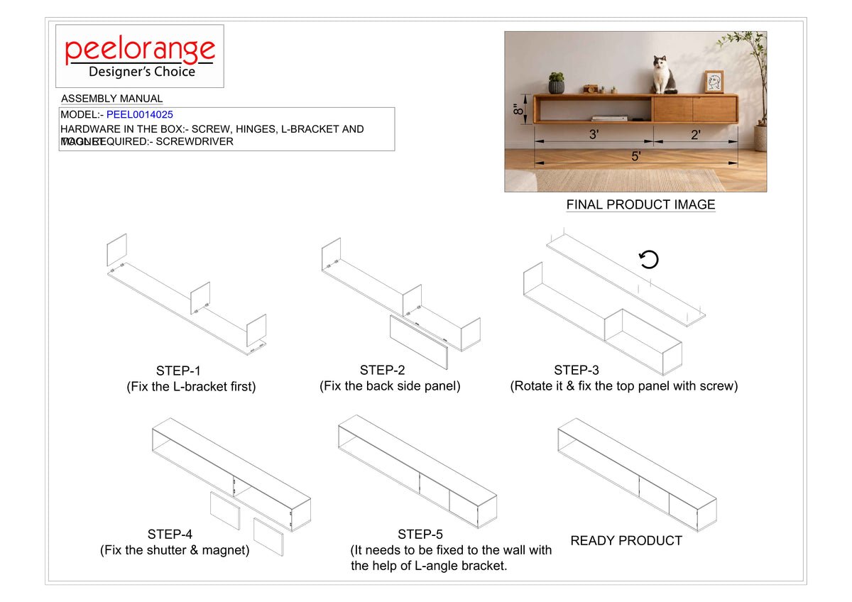 Wall Mounted Media Console Floating TV Unit By Miza