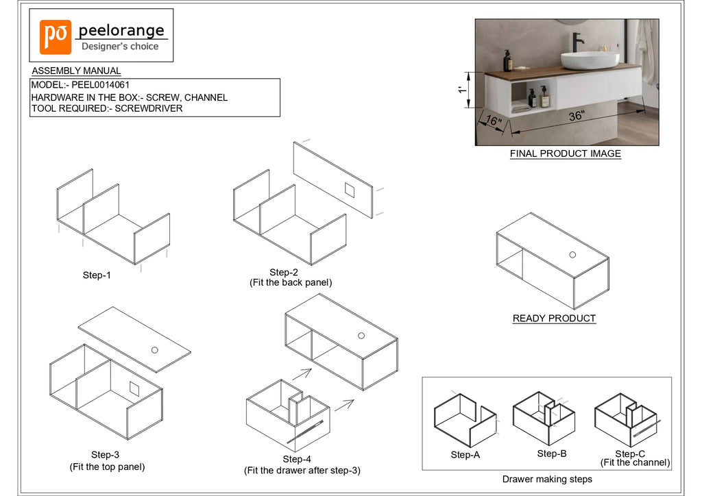 Suspended Bathroom HDHMR Water Resistant Washbasin Vanity Unit By Miza