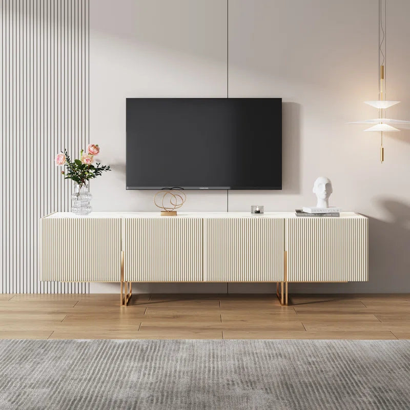 Console TV Stand for TVs up to 88" Faux Marble Top with Storage