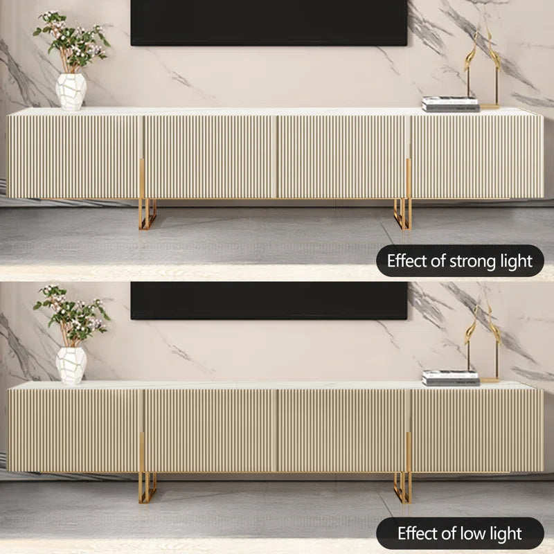 Console TV Stand for TVs up to 88" Faux Marble Top with Storage