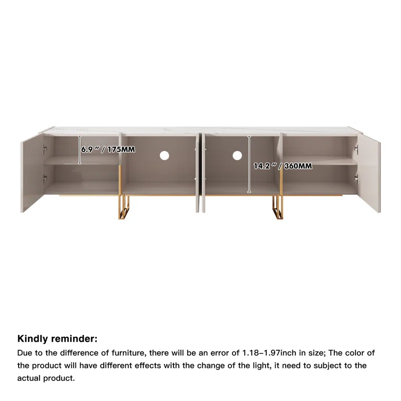 Console TV Stand for TVs up to 88" Faux Marble Top with Storage