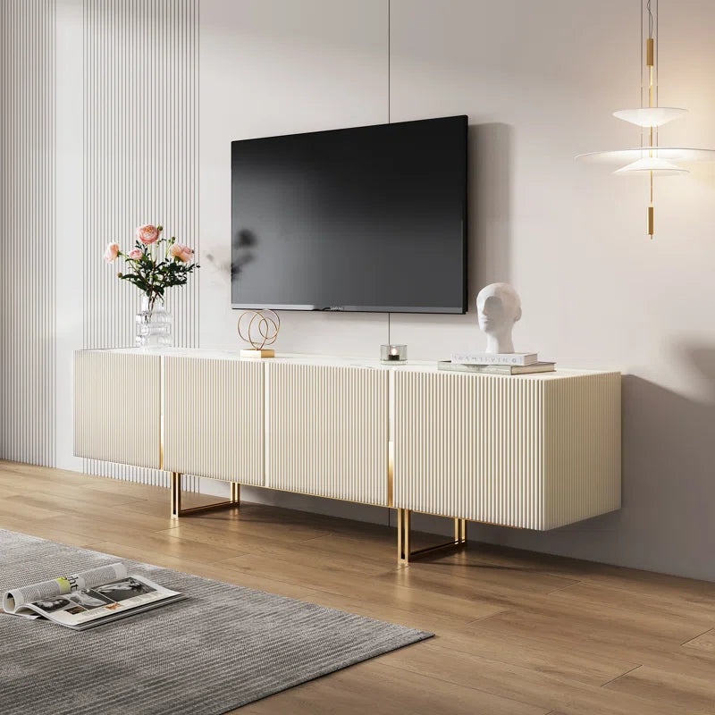 Console TV Stand for TVs up to 88" Faux Marble Top with Storage
