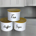 Kitchen Canister Set with Air Tight Bamboo Lids- 3 Food Storage Containers For Coffee, Tea & Sugar By MA77