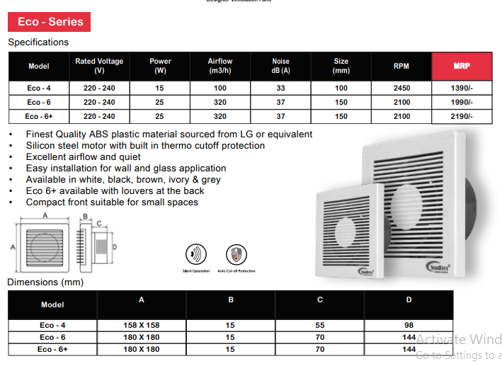 Eco Ventilation/Exhaust Fan By Wadbros