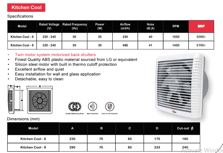 Kitchen Cool Ventilation/Exhaust Fan By Wadbros