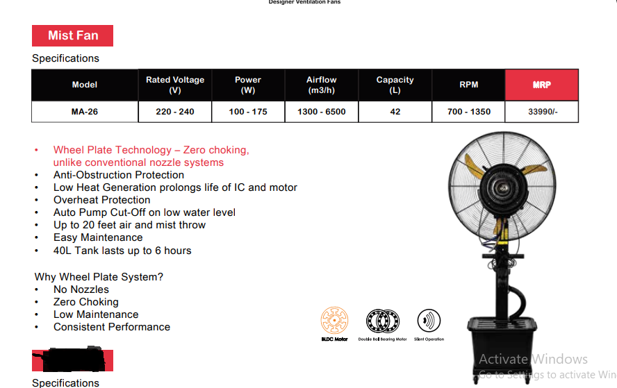 Portable Mist Fan with 42L Water Tank | Powerful Air & Mist Cooling | By Wadbros