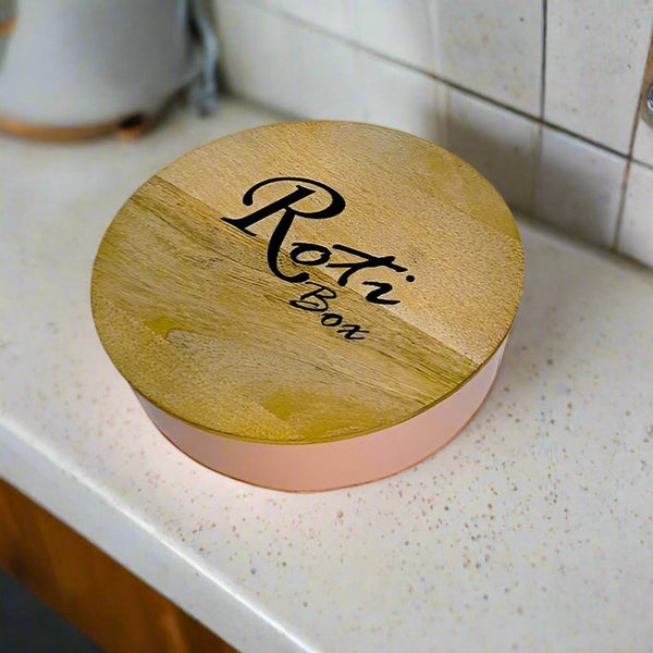 Premium Metal Roti Pot with Elegant Mango Wood Lid – Durable and Stylish Roti Storage Container By MA86