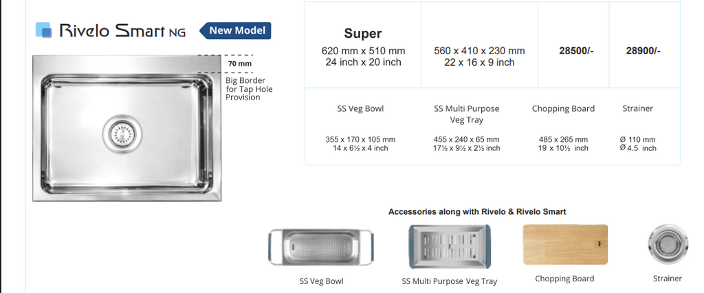 Nirali Rivelo Super NG Kitchen Stainless Steel Single Bowl Kitchen Sink