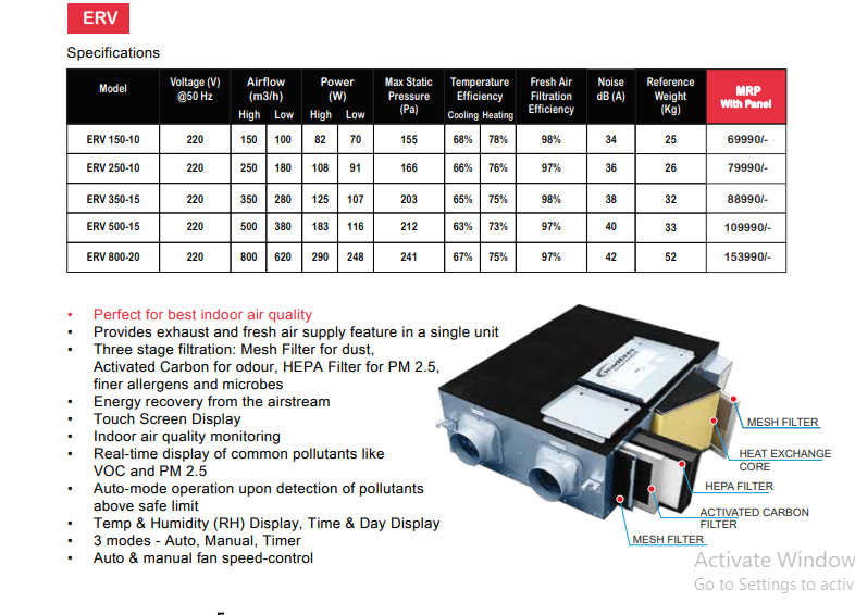 ERV Energy Recovery Ventilation/HRV Heat Recovery Ventilation/Air Ventilation System/Fresh Air Ventilation System By Wadbros