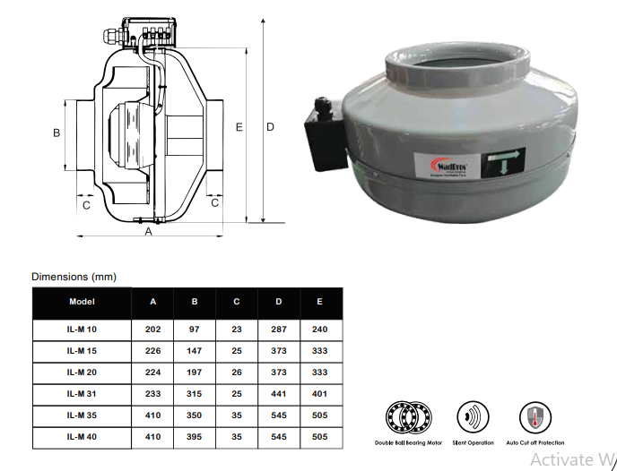 WAD IL-M Series High Load Ventilation Fan with External Rotor Motor By Wadbros