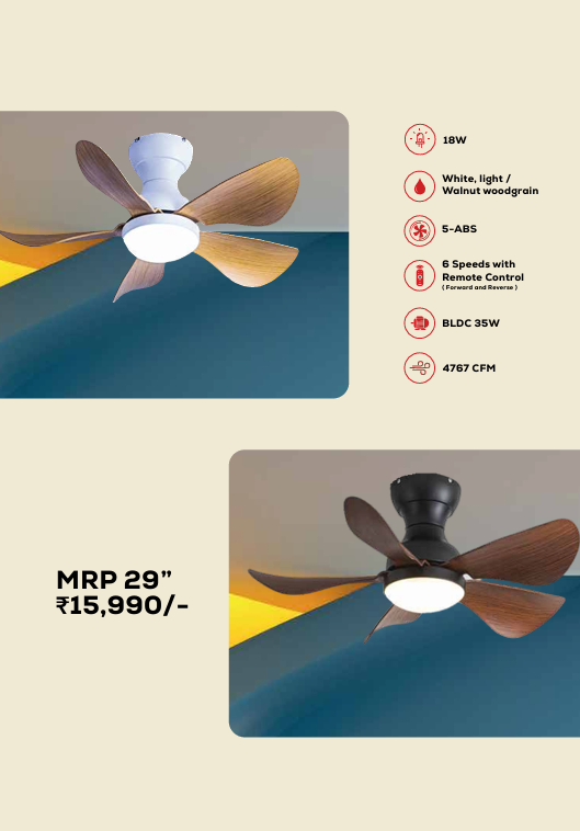 Prinia Remote Operated Forward And Reverse 5 Blades Ceiling Fan 1 PC By Wadbros