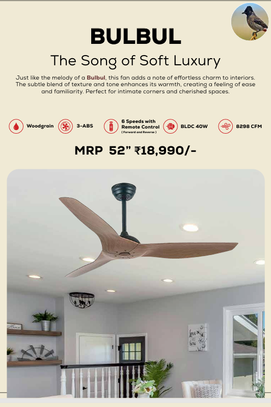 Bulbul Remote Operated Forward And Reverse 3 Blades Ceiling Fan 1 PC By Wadbros