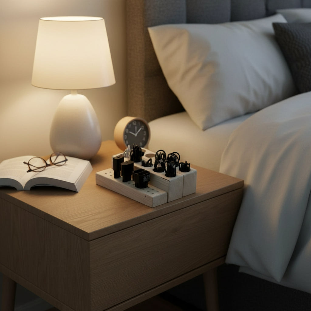 Wooden Charger & Cable Organizer Block Set of 3 By Miza