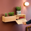 Wooden Wall Floating Modern Shelf/Wall Mounted Planter Shelf Storage By Miza