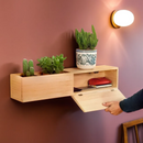 Wooden Wall Floating Modern Shelf/Wall Mounted Planter Shelf Storage ( With Complementary Coaster ) By Miza