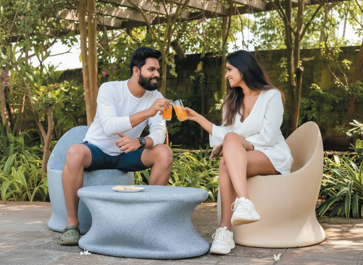 Marvella Chair & Olivia Table by Harshdeep