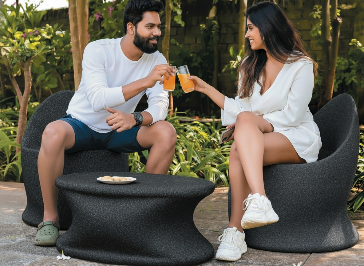 Marvella Chair & Olivia Table by Harshdeep