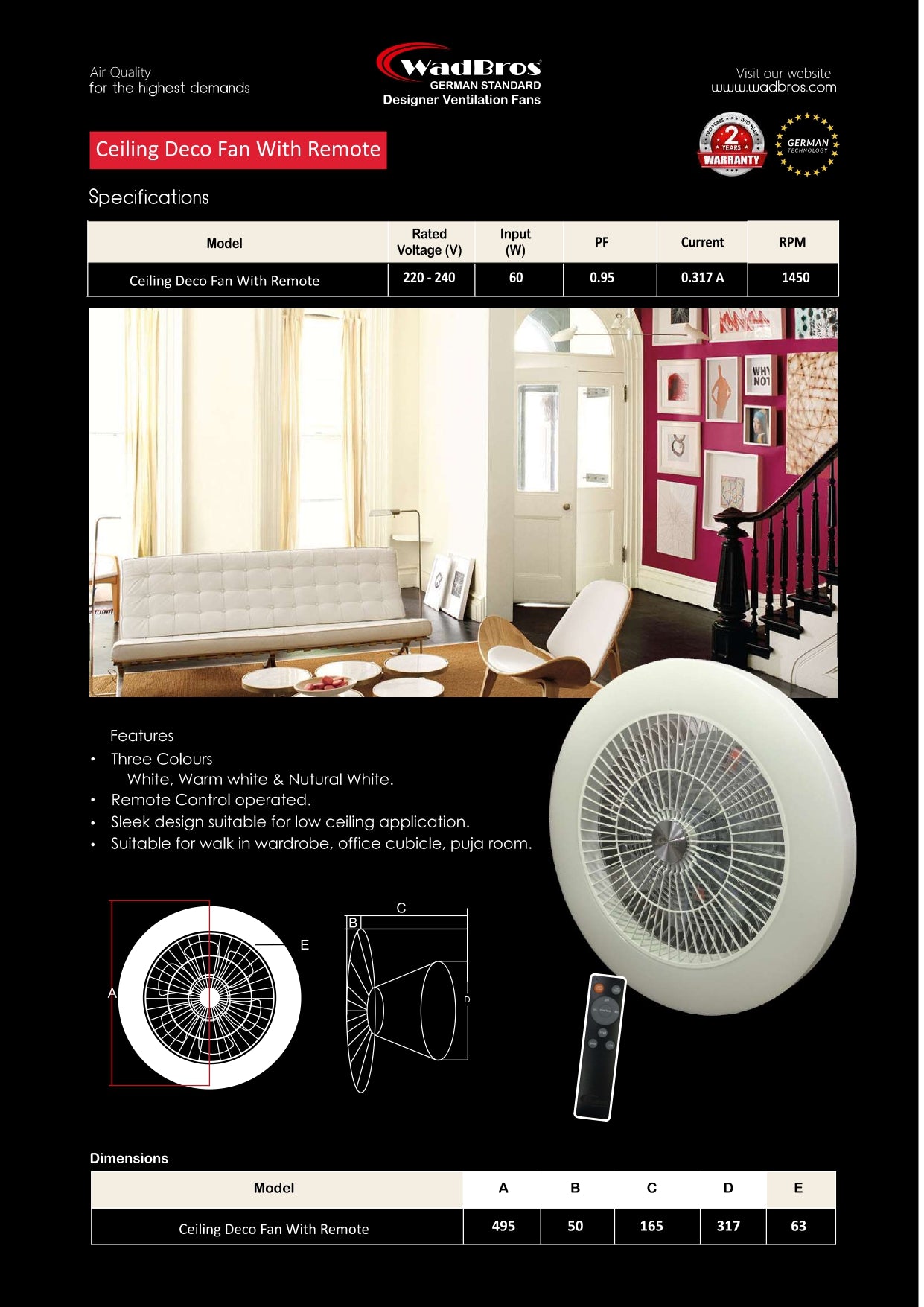 Ceiling Deco Fan With Remote Control Fan By Wadbros