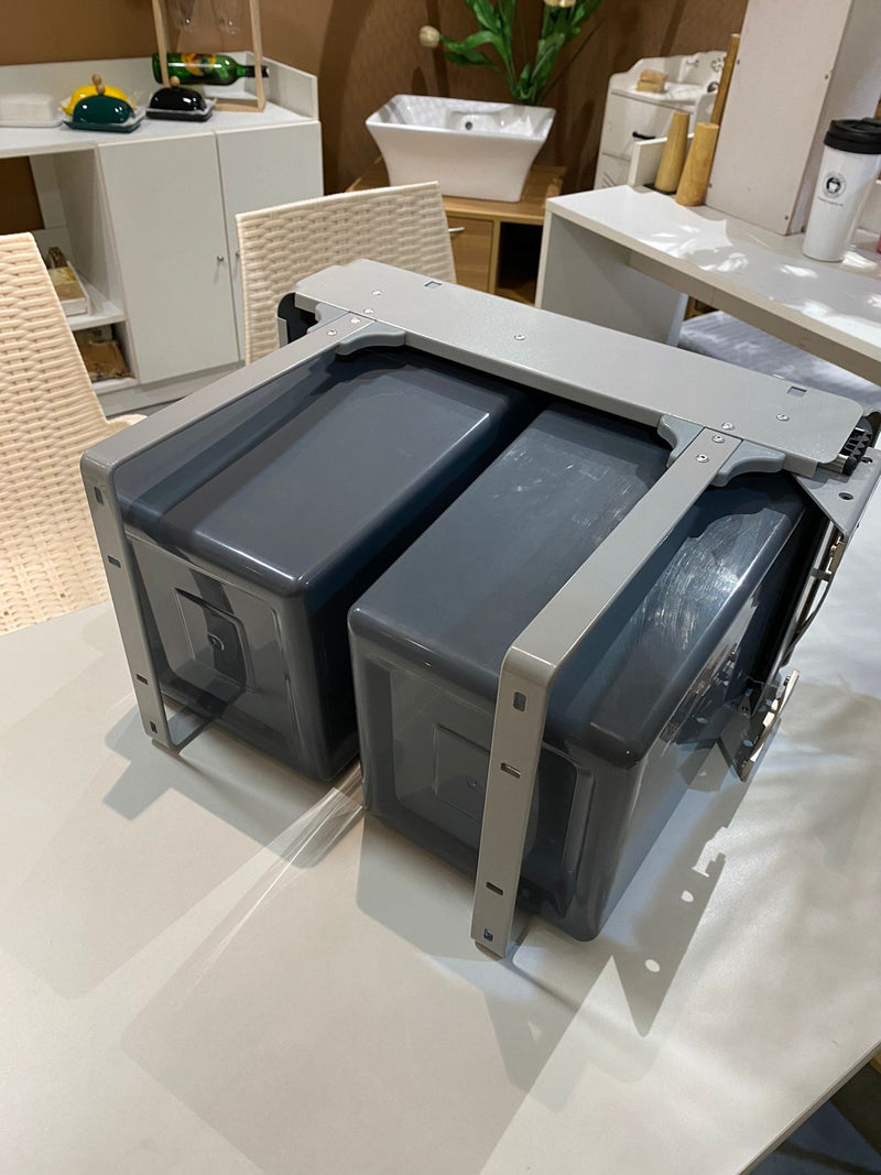 Pull Out Waste Bin Plastic Double With Telescopic Sliders Door Mounted By Inox ( G3.01.101 ) - 1 Pc