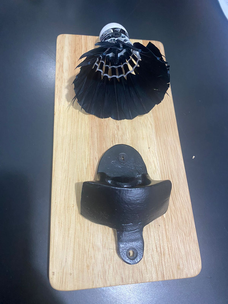 Solid Cool Shuttlecock Wall Mounted Wooden Bottle Opener