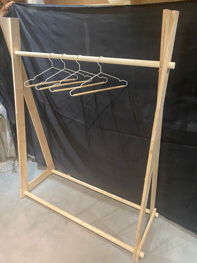 Stylish Garment Cloth Rack Floor Stand in Polished Wood 1Pc By Miza