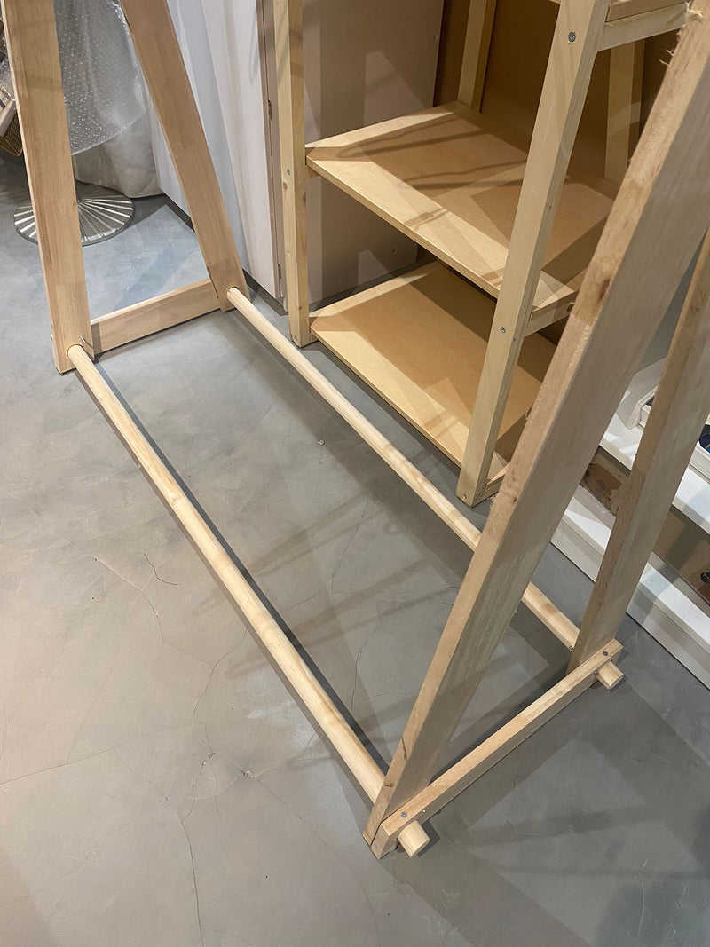 Stylish Garment Cloth Rack Floor Stand in Polished Wood 1Pc By Miza
