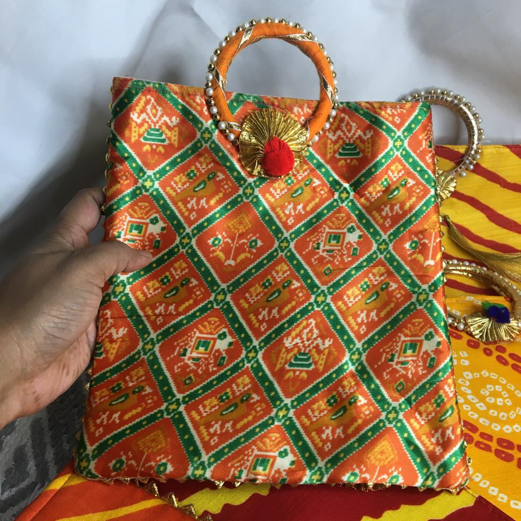 Potli Bag Stylish Bangle Shape Pearl Embroided Handle For Hand Bag Or Gifting 1 PC Random Color By CC