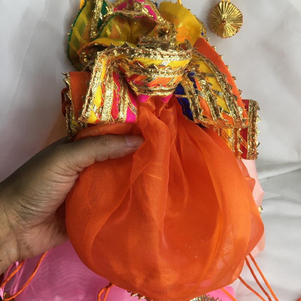 Gota Potli/ Thaal Cover/ Lap Tissue Potli For Gifting 1 PC Random Color By CC