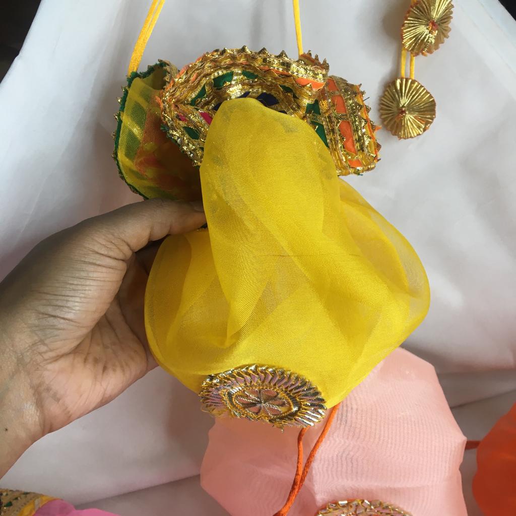 Gota Potli/ Thaal Cover/ Lap Tissue Potli For Gifting 1 PC Random Color By CC