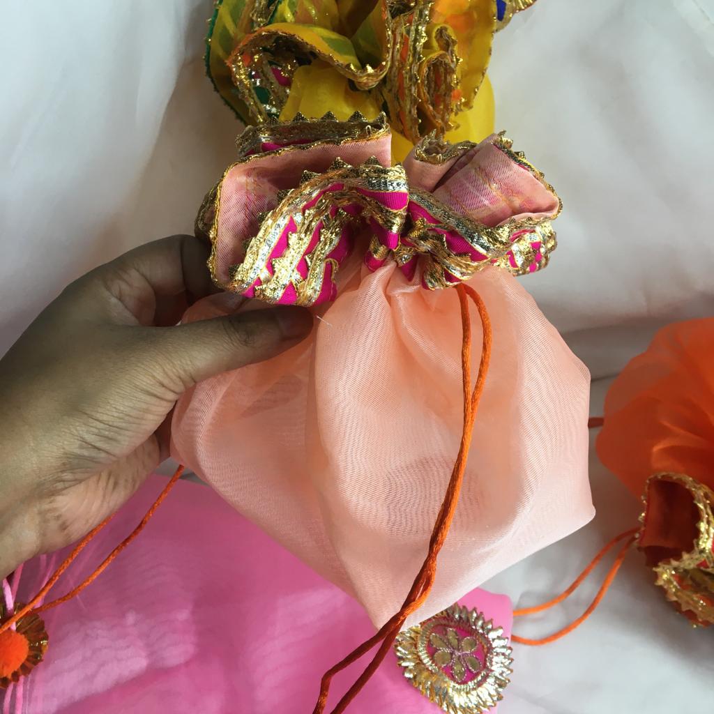 Gota Potli/ Thaal Cover/ Lap Tissue Potli For Gifting 1 PC Random Color By CC