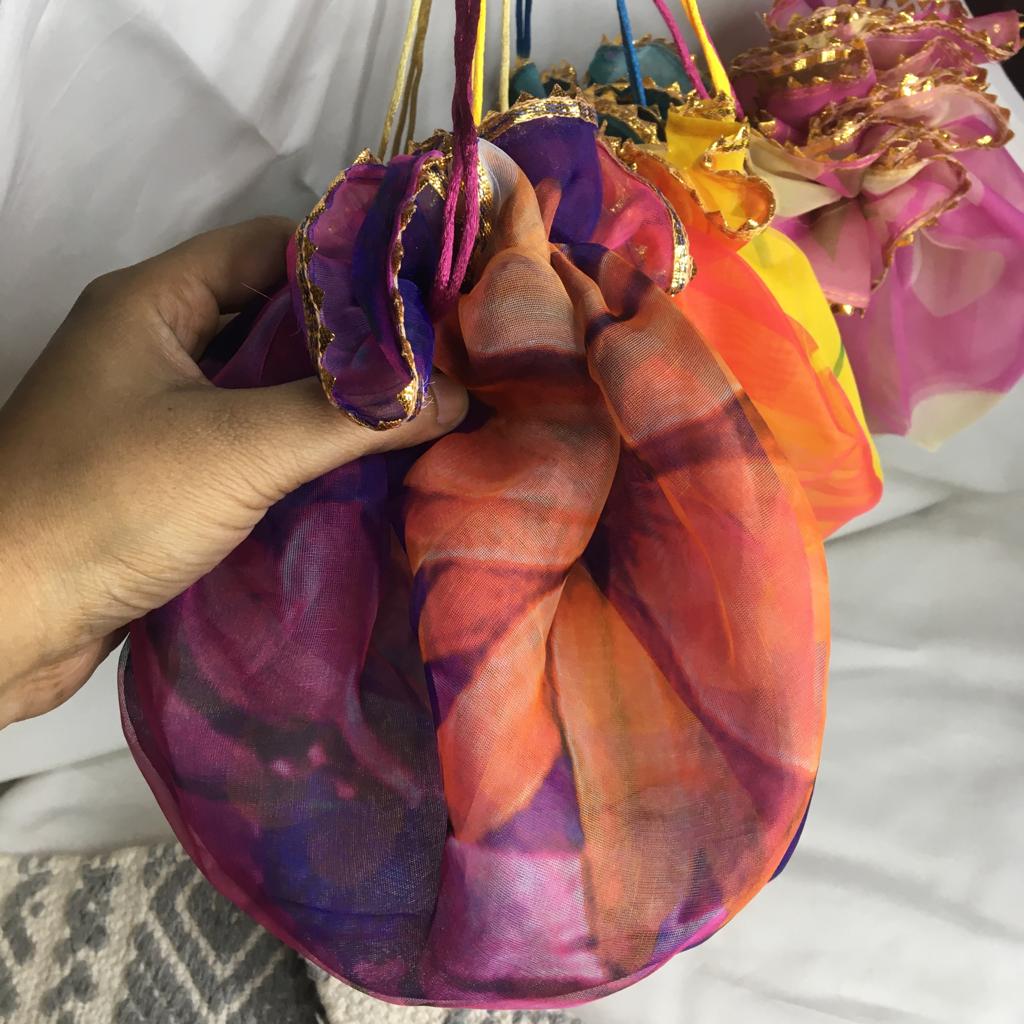 Gota Potli/ Thaal Cover/ Lap Tissue Potli For Gifting 1 PC Random Color By CC