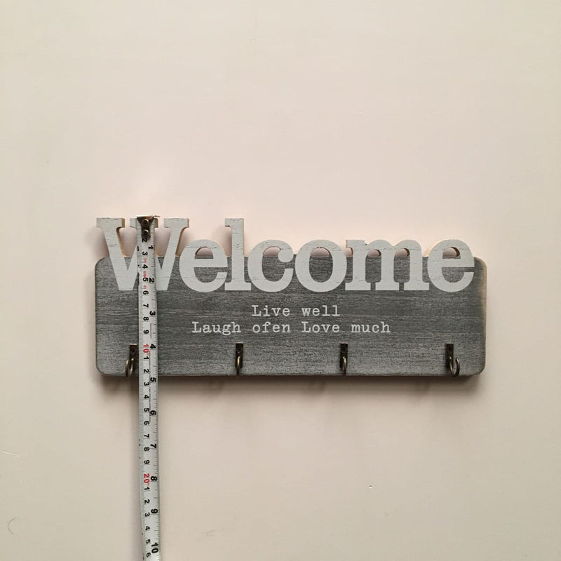 Welcome Sign Wall Hanging Key Holder with 4 Hooks-1 PC-BY APT