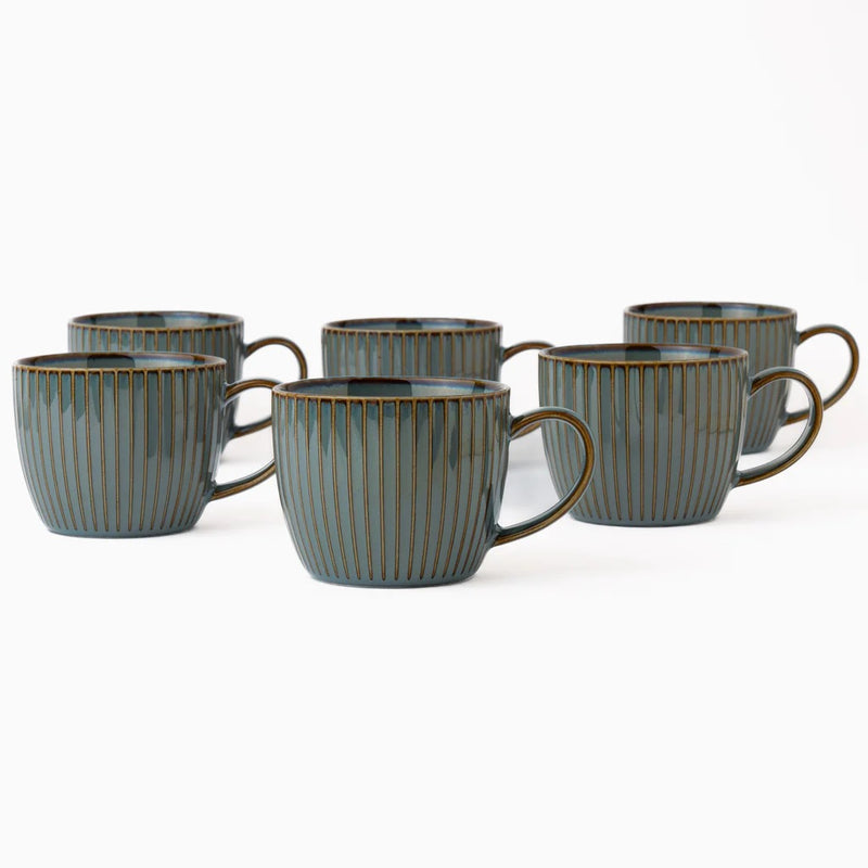 Fluted Style Porcelain Tea Cup Set of 6 By Rena