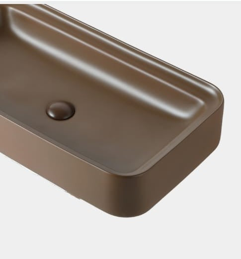 Designer Rectangular Ceramic Wash Basin Elevated Style With Intricate Inside Line Design By TGF